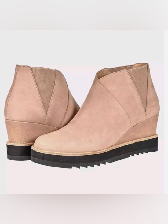 Eileen Fisher Shoes - Eileen Fisher Tan Suede Wedge Chelsea Booties - Size 9.5